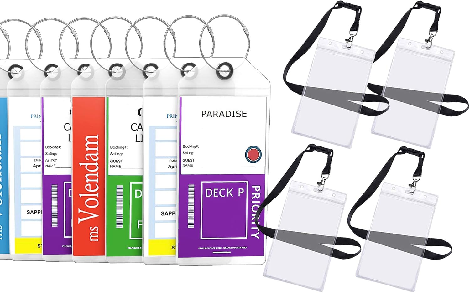  | Cruise Luggage Tags Etag Holders Zip Seal & Steel Loops Thick PVC (8 Pack - Clear) | Luggage Tags