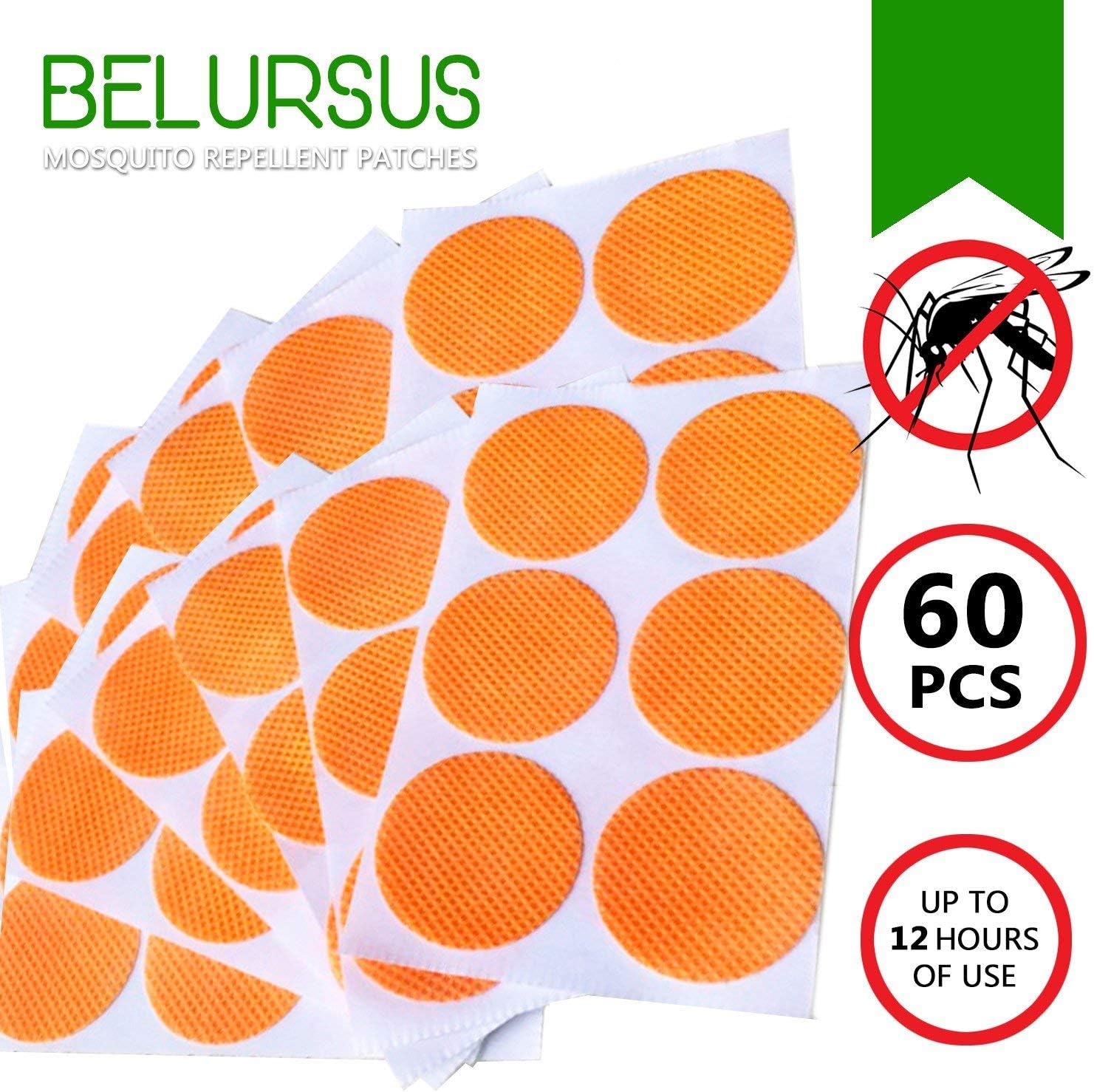 Mosquito Repellent Patch/3cm Resealable 60 Units/Premium Japan Natural Essential Plant oils/100% Natural Mosquito Repellent/24-Hour Protection/Simply Apply to Skin and Clothes (Orange)