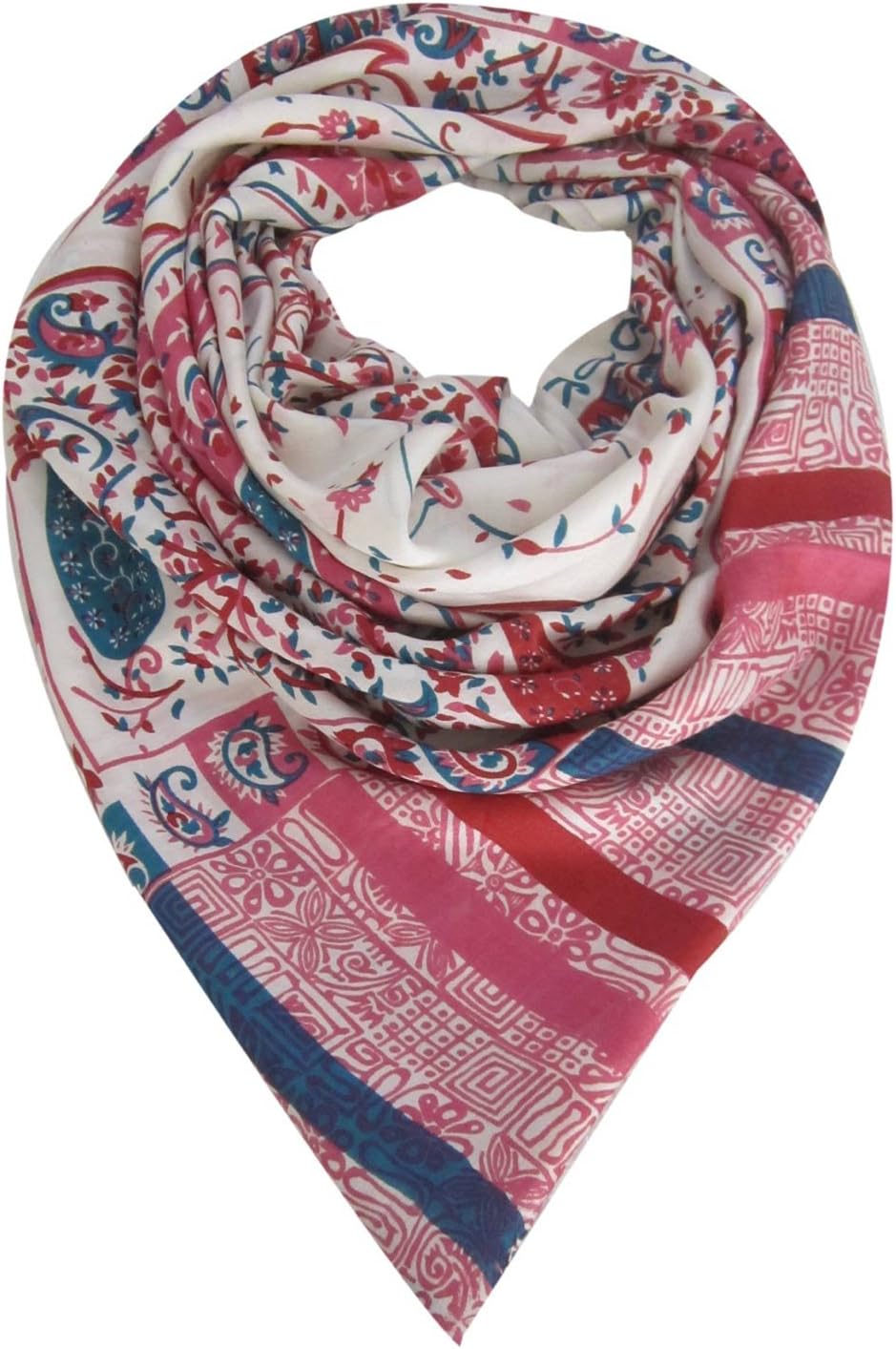 CRIMSON RED & BLUE PAISLEY Shawl BY ELABORE