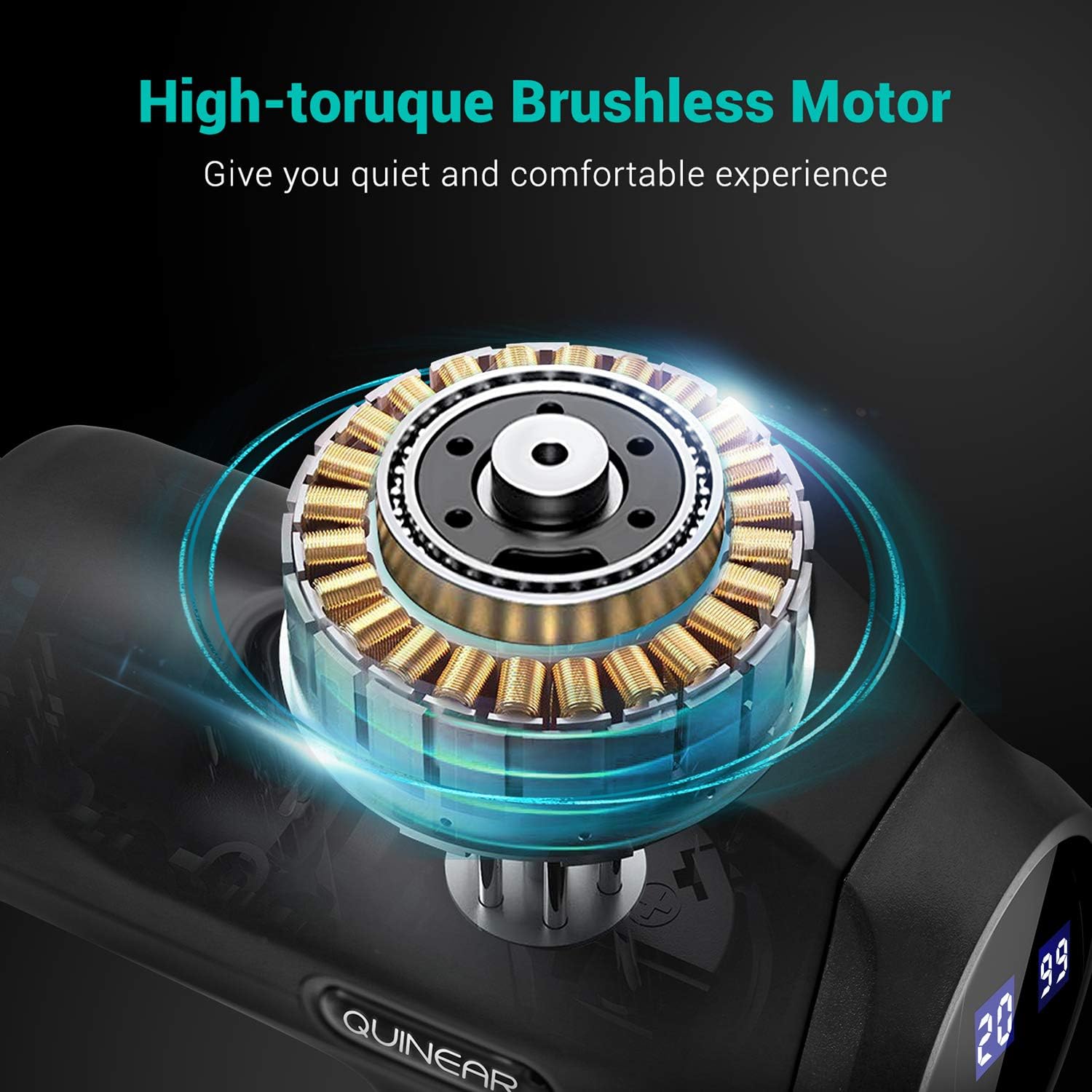 QUINEAR Massage Gun Deep Tissue Percussion Massager for Muscle Relaxation and Neck Back Soreness Pain Relief - 6 Massage Heads and 20 Speed: Health & Personal Care