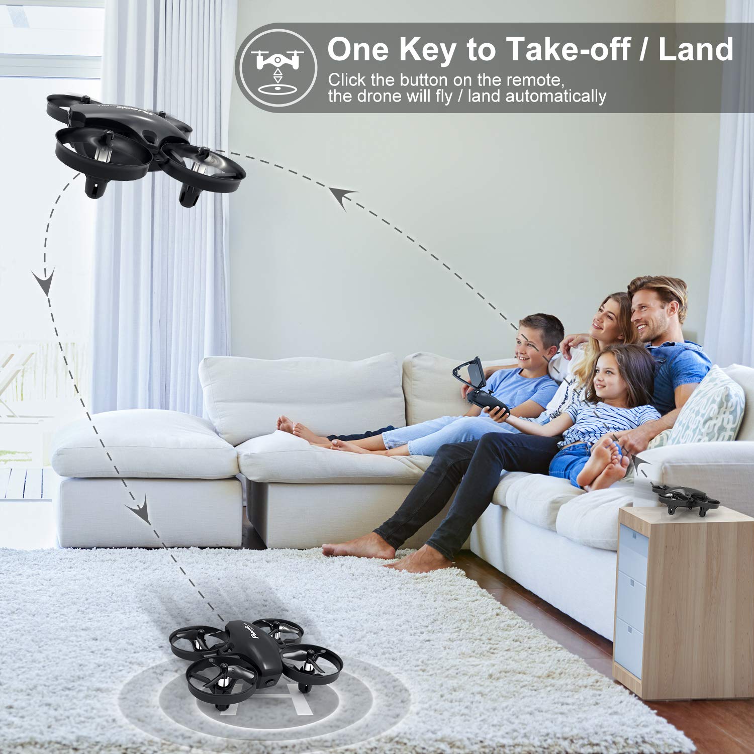 Potensic Mini Drone for Kids with Camera, RC Portable Quadcopter 2.4G 6 Axis-Altitude 6 Altitude Hold, Headless, Remote Control, Route Setting