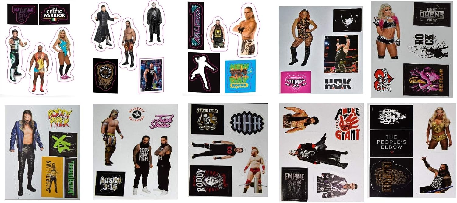 Myesha Toys WWE Character Small Stickers Assorted, Pack of 10