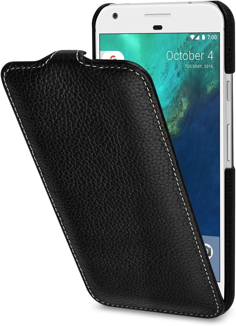 StilGut Case Compatible with Google Pixel XL, Smart Sleep/Wake Function Leather Ultra Slim Case, Black