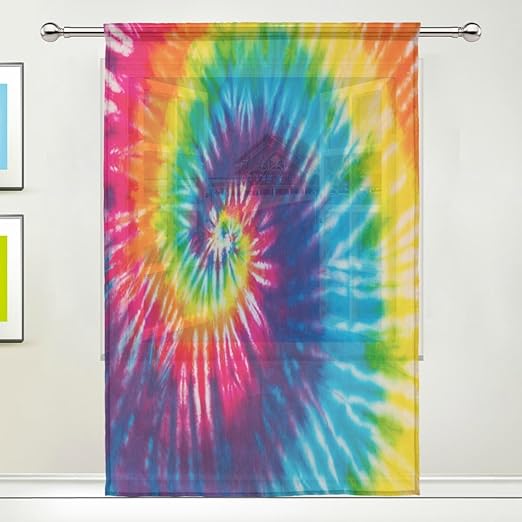 Amazon Com Wozo Custom Rinbow Color Swirl Tie Dye Sheer Panel