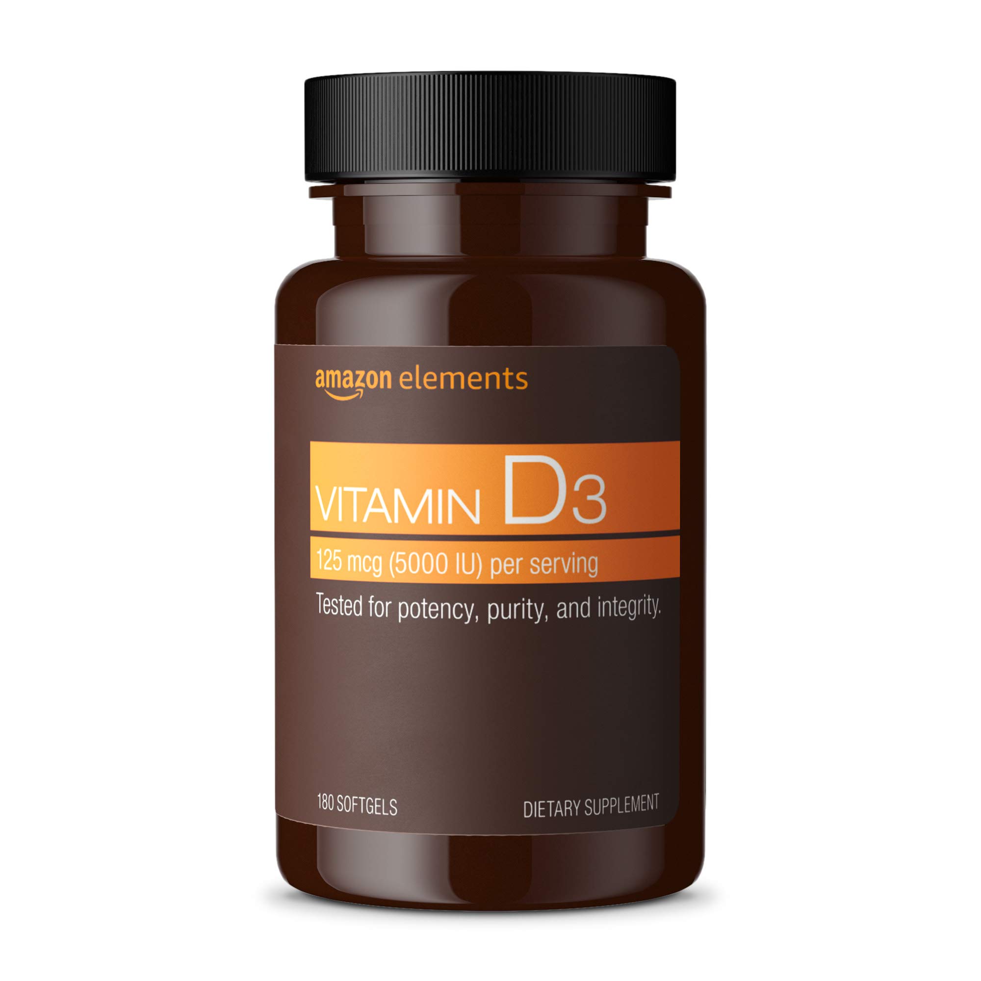 Amazon Elements Vitamin D3, 2000 IU, 180 Softgels, 6 month supply