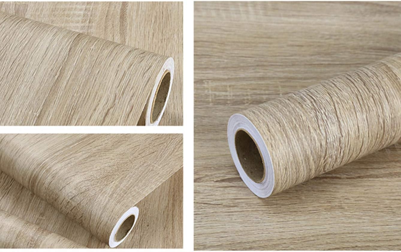Grey Oak Teak Wood Grain Adhesive Paper Peel Stick Vinyl Film Furniture Cabinets Wardrobe Decorative Sticker Wallpaper,15.8inch by 6.56ft - Image 4