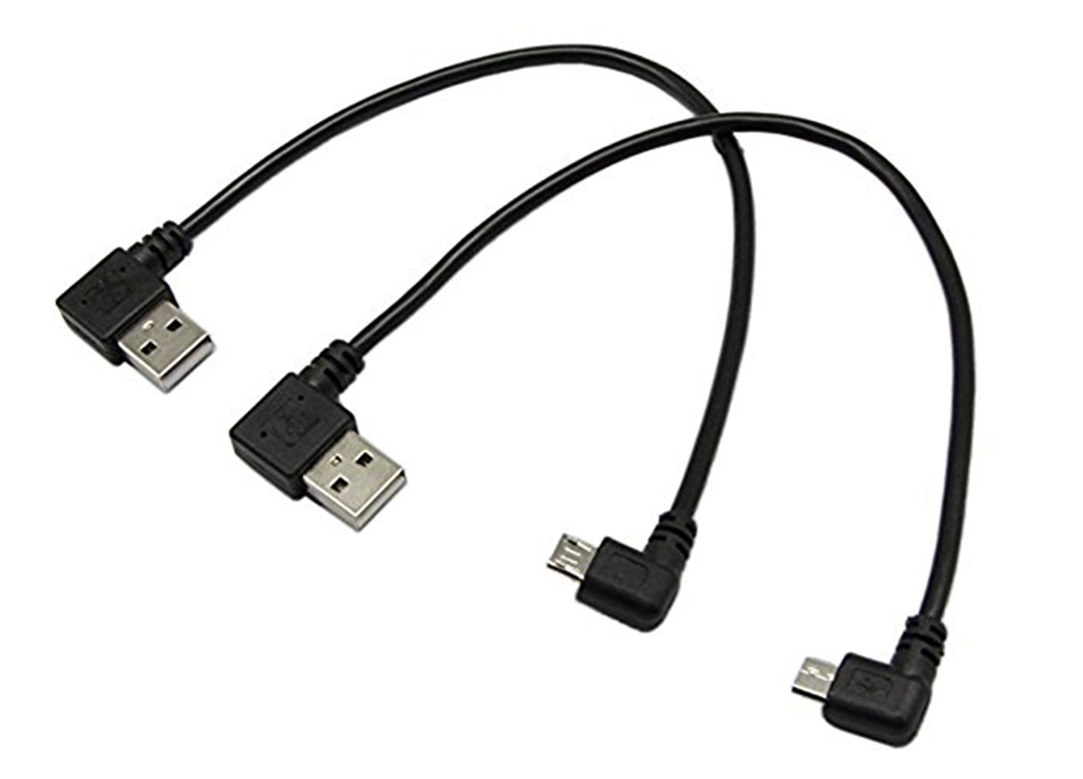 CERRXIAN 9Inch Micro USB Cable Combo Left & Right Angle Micro USB 5 Pin Male to USB 2.0 Type A Left Angle Male Data Sync and Charge Cable(1 Pair — image 1