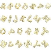 BETITETO Cubic Zirconia Letter Charms 26pcs Glitter 18K Gold Plated Brass Thick Bubble A-Z Alphabet Pendants for Making Jewelry Initial Necklace Bracelets DIY