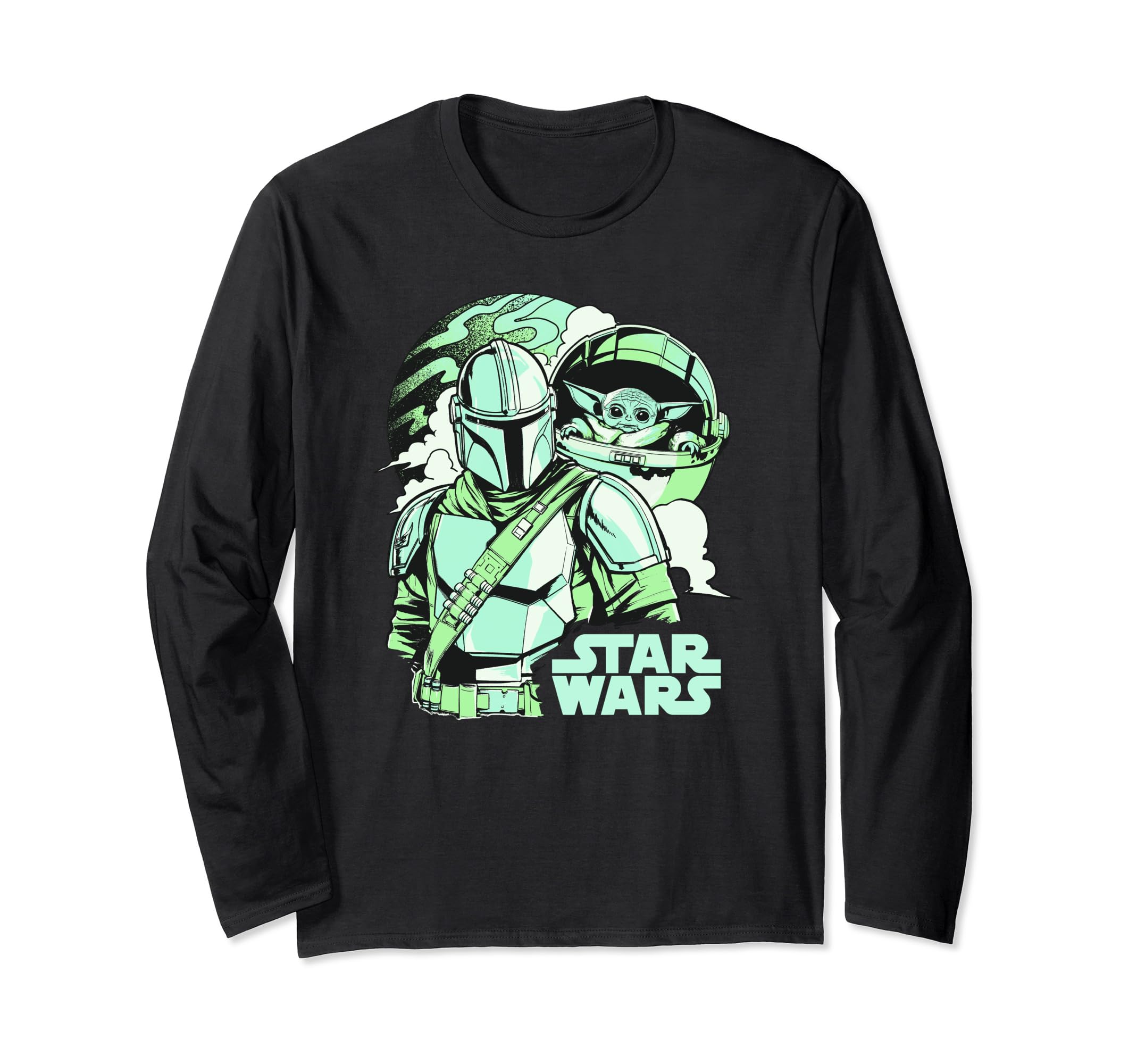 Star Wars Mandalorian & The Child Pastel Planet Logo C2 Long Sleeve T-Shirt