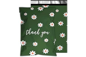 Vapulcio Thank You Poly Mailers 14.5x19 Inch 50 Pcs - Chrysanthemum Printed Mailers Poly Bags, 2.4mil Thickness, Waterproof a