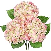 Oairse 3Pcs Pink Hydrangea Artificial Flowers 19.7 in Real Touch Faux Hydrangea Stems Silk Flowers with Stems Fake Pink Flowers Bouquet for Floral Arrangements Table Centerpieces Wedding Home Decor