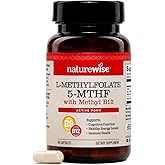 NatureWise L Methylfolate 15mg + B12 - L-Methylfolate 15mg + B12 Methylcobalamin 1000 mcg - Active 5-MTHF Form - Supports Mood & Energy - Vegan, Non-GMO, USA Manufactured - 60 Capsules [60-Day Supply]