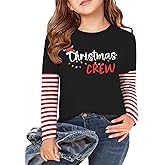 PICKID Kids Christmas Shirt: Boys Girls Xmas Holiday Long Sleeve Graphic T-Shirt Kid Merry Christmas Tee Tops 5-12 Years