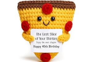 Mini Happy 40th Birthday Gifts for Women, Funny 1985 Handmade Crochet Pizza for 40 Year Old Birthday Gift Funny 40 Bday Gifts