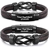 MEALGUET Men's Bracelets Gifts for Men - Brown Braided Leather Infinity Knot Bracelets Engraved Love Massage for Son Man Husband Boyfriend, Mens Bracelet Jewelry Gift for Birthday Valentine's