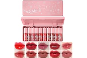 10 Colors Lip Tint Stain Set, Plumping Lip Gloss for Lips, Cheeks, Eyes | Watery Lip Stain, Long Lasting & Moisturizing, Mini