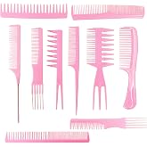 10 Pcs Professional Styling Comb Set - Coarse and Fine Toothed Pick Combs for Hairstyling