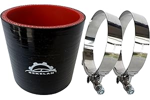 Bekelan 2.75" ID (70mm) High-Temp Straight Silicone Hose Coupler With Stainless T-Bolt Clamp - Heavy Duty 4-Ply Reinforced Design for Automotive Turbo/Intercooler/Intake Piping/Industrial Hydraulic