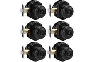goldenwarm Matte Black Door Knobs Interior, Bedroom Door Knob & Bathroom Classic, Black Interior Door Knobs 6 Pack