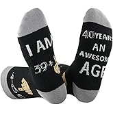 Okaeienen Funny Socks For Fathers Husband Men, Novelty Birthday Gifts For Him, I AM 59+1" Printed Birthday Calf Socks