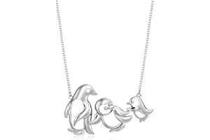 AMAZON ESSENTIALS Amazon Collection Sterling Silver Penguin Family Necklace, 18"