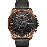 Diesel Men's Mega Chief Stainless Steel Bracelet, Silicone or Leather Band Watch with Analog or Digital Movement