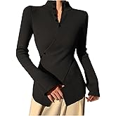 SweatyRocks Women's Criss Cross Wrap Sweaters Long Sleeve Fitted Knit Cozy Pullover Winter Tops Black Large