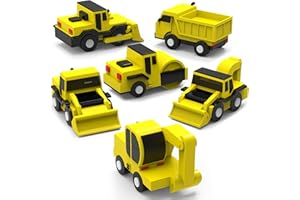 Tub Works® Construction™ Trucks Mold Free Bath Toys, 6 Pack | Sealed, No Hole Bath Toys Design Keeps Moisture Out | Soft, Squeezable & Float on Water | Baby & Toddler Bathtub Toys | Baby Pool Play