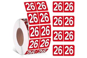 ZZUNKN 500 Pieces 2026 Year Stickers File Folder Year Labels Rectangle Coded Colored Year Stickers Self Adhesive Year Labels Tab File Folders Office Supplies, 1 Roll, 3/4" x 1-1/2"(Red)