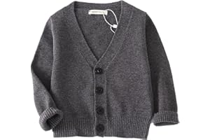 PTPUKE Unisex Boy' Girls' Cardigans Sweater V-Neck Long Sleeve Button Soild Cotton Knit Sweaters for 1-8 Years