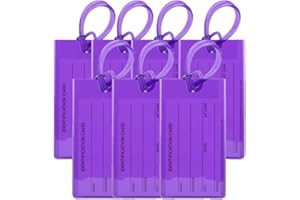 7 Pack TravelMore Luggage Tags for Suitcases, Flexible Silicone Travel ID Identification Labels Set for Bags & Baggage – Purple