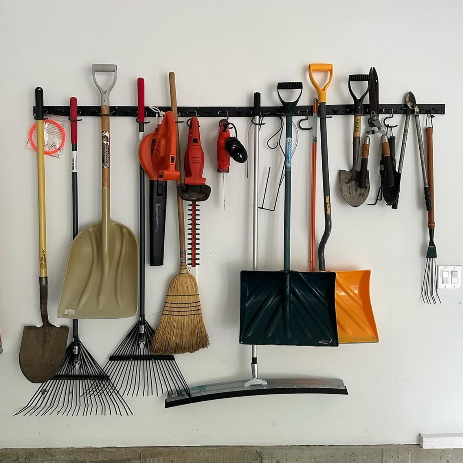 Photo 1 of WellMade 64'' Adjustable Garden Tool Organizer, Garage Storage System Hooks, Wall Mount Tool Organization, Yard Tool Storage Rack, Shovel Broom Rake Holder, Black