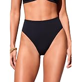 DOBREVA Women's High Waisted Bikini Bottoms | Soft, Gentle Compressive Fabric, Full Lining, High Cut, Cheeky Bathing Suit Bottom, Swim Briefs, For beach, pool, vacation
