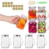 SZUAH Mason Jars 16 oz with Handle, Mason Jar Mugs with Lid Set of 9, Mason Jar Drinking Glasses With Handle