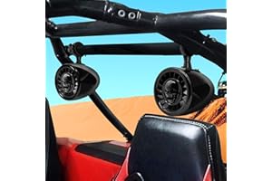 GoHawk AS5-X All-in-One 600W Built-in Amplifier 5 in. Full Range Waterproof Bluetooth ATV RZR UTV Stereo Speakers Audio Amp System AUX USB, 1.5 to 2" Rollcage Bar Polaris 4 Wheeler Can-Am