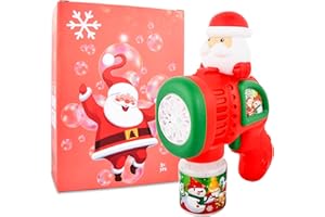 RITASTAR Christmas Bubble Machine Toys for Kids,Automatic Electric Battery Powered Bubble Gun with Bubble Solution,LED Light,Leakproof Bubble Blower Toy for Christmas Birthday Party Favors Gifts (Santa Claus)