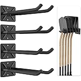 Ultrawall Garage Storage Hooks, Heavy Duty Steel Tool Organizer, 12.4 Inch Wall Mount Hangers Racks for Car Tires, Ladders, Chairs, Ropes and Garden Tools, 4 Pack