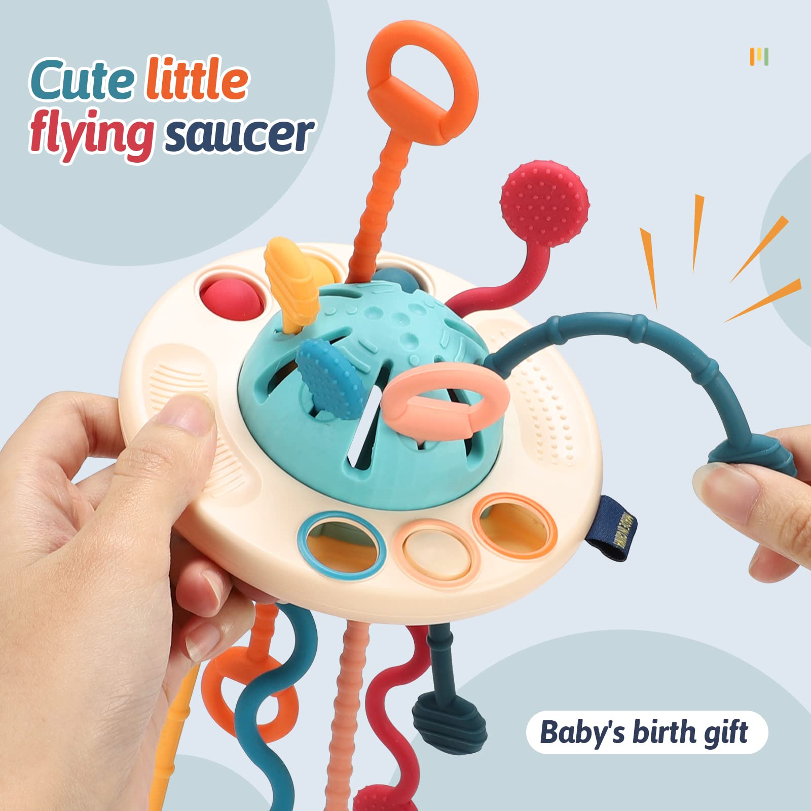 Pull String Activity Toy for Tactile Sensory Development with Simple