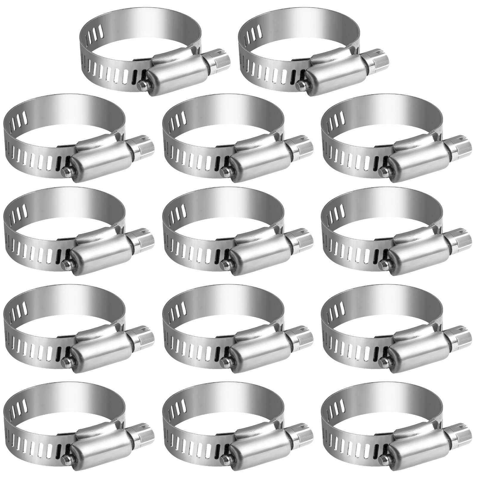 MIAHART 21-38mm Hose Clips Stainless Steel Adjustable Worm Drive Hose Clamps for Flexible Hose Pipe Tube 14 Pack