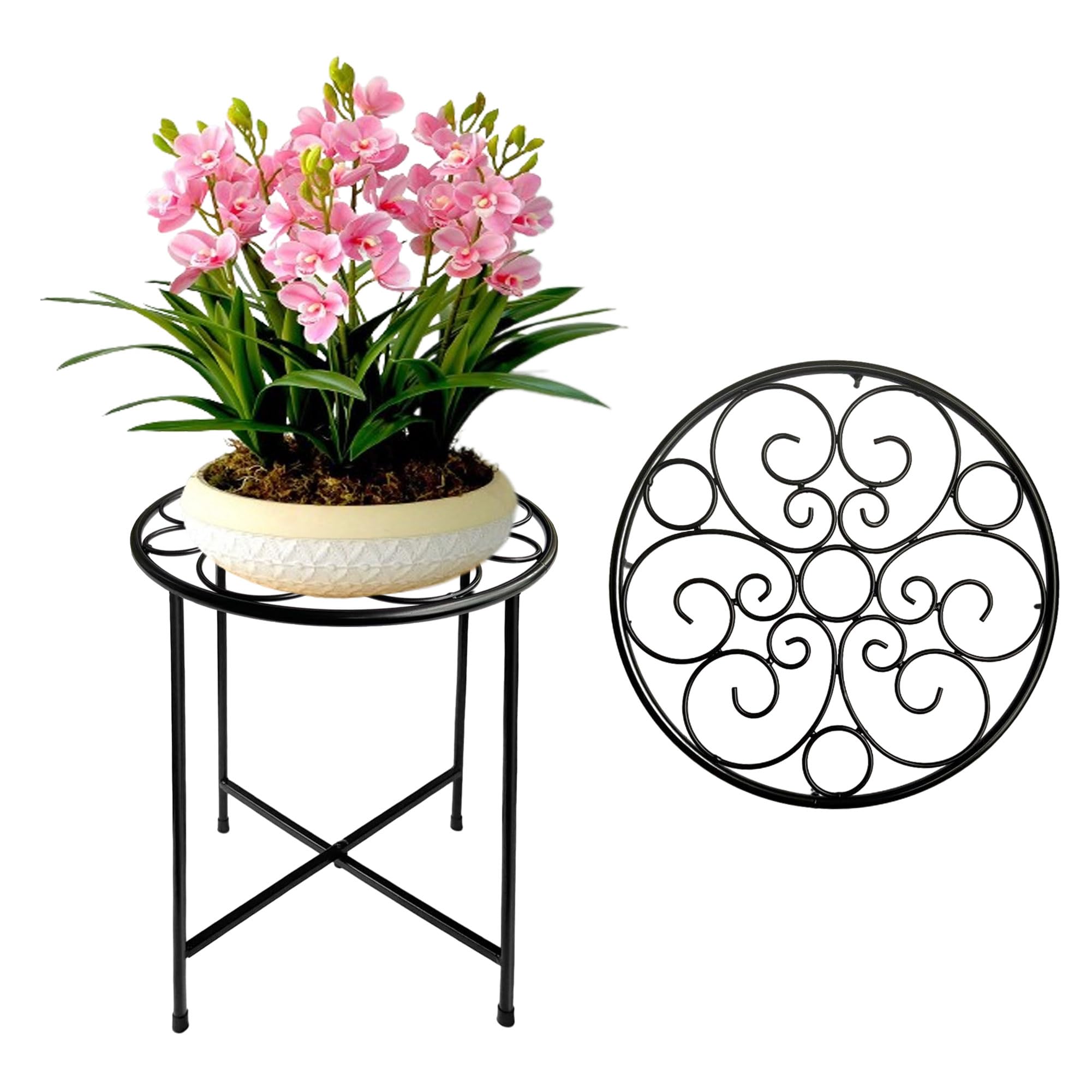 ZEECER Plant Stand Indoor Outdoor, 15'' Tall Rust-proof Coated Metal Plant Pot Stand Flower Stands for Indoor Plants Patio Garden Home Decor 1 Count