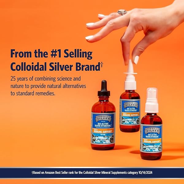 SOVEREIGN SILVER IMMUNE SUPPORT – COLLOIDAL SILVER, BIO-ACTIVE SILVER HYDROSOL, 10 PPM, LIQUID DROPPER, 4 FL OZ, (118 ML)
