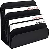 BankSupplies STEELMASTER 6 Slot File and Desk Organizer Paper Organizer Black Powder Coat Finish