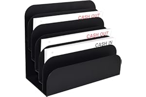 BankSupplies STEELMASTER 6 Slot File & Desk Organizer - Paper Organizer - Black Powder Coat Finish - Scratch & Chip-Resistant - Forms, Applications, Deposit Slips & Checks