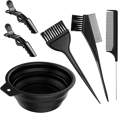 Gezimetie 6Pcs Hair Dye Kit Salon Coloring Brush Bowl Set Professional