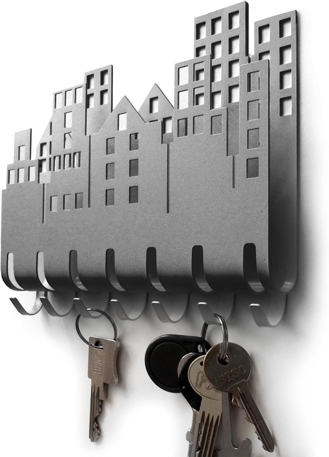 2 Percheros De Pared Con 8 Ganchos Cada Uno - De Metal, Color Negro, Para Colgar Llaves, Bolsos O Toallas, Fácil Instalación (30x6 Cm)