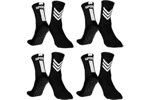 Barrlves 2/4 Pairs Kids Youth Soccer Socks Grip Non Slip Football Baseball Soccer Socks for Boys Girls 6-12 Years Old