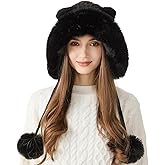 HUAMULAN Women Winter Sherpa Beanie Hats Knit Ear Flaps Peruvian Cover Ears Fleece Lined Ski Snow Hat Travel