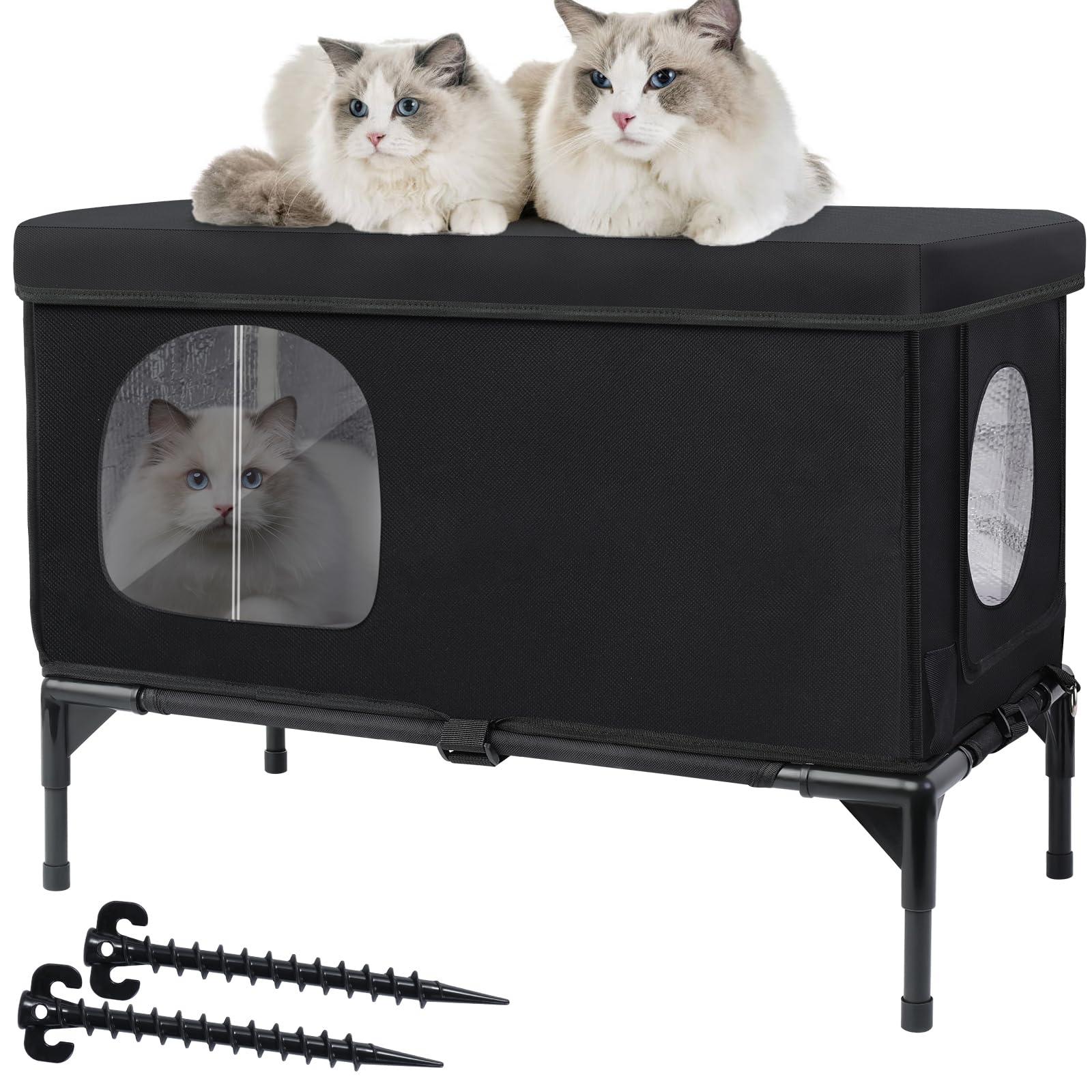Photo 1 of **************MISSING PARTS************
Outdoor Cat House Weatherproof, Insulated Feral Cat Houses for Cats with Cozy Cushion, Elevated Outdoor Cat Shelter, Equipped with Escape Door, Outside Cats House for Stray Cats(Large)