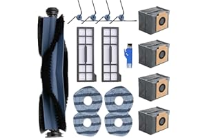 MOUPAA 16 Pcs Replacement Parts Kit for eufy X10 Pro Omni Robot Vacuum, Washable and Reusable, 1 Roller Brush, 4 Side Brush, 2 Filters, 4 Mop Cloths, 4 Dust Bags, 1 Cleaning Brush