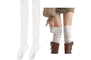 huablo Over Knee High Boot Socks - Slouch Top Over Knee Knit Fashion Thigh Sock for Women